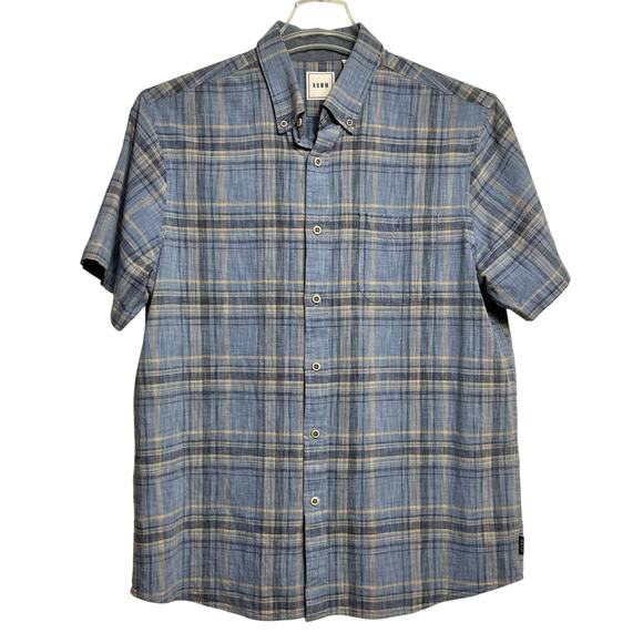 ROWM Blue Plaid 100% Cotton Button-Front Shirt - L Excellent (2844) - Picture 1 of 3